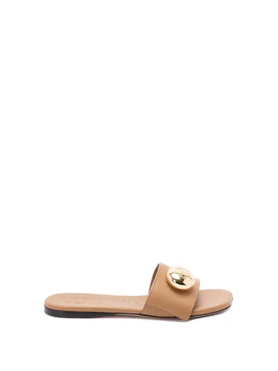 Loewe Pebble Slide In Soft Calfskin In Neutral