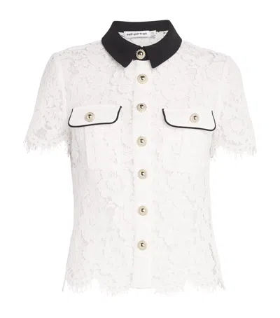 Self-portrait Shirt With Floral Lace Embroidery Self Portrait In White