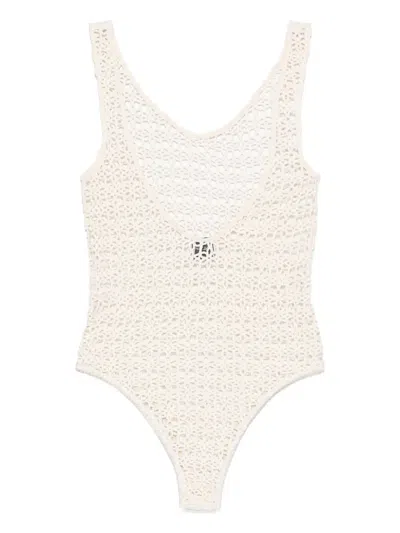 Alysi Macramé Bodysuit In White