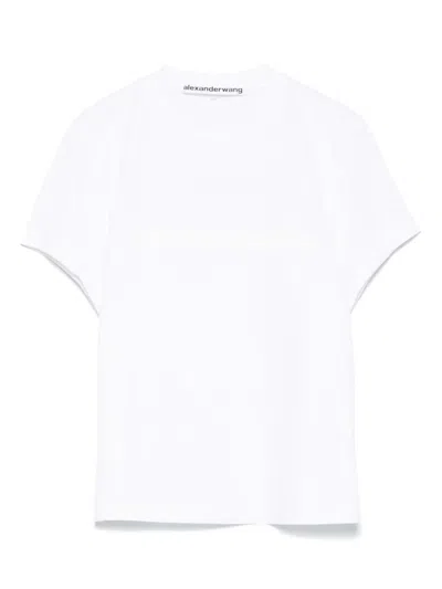 Alexander Wang Rubberised Logo Cotton T-shirt In White