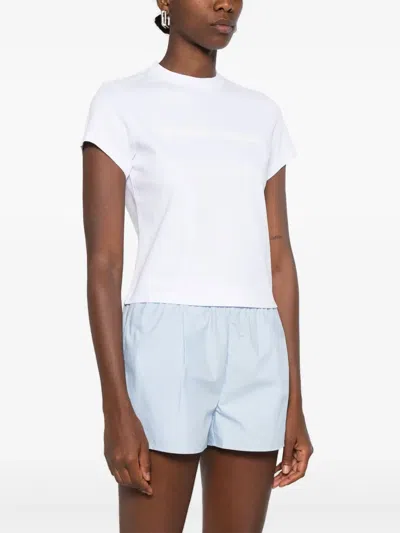 Alexander Wang Rubberised Logo Cotton T-shirt In White