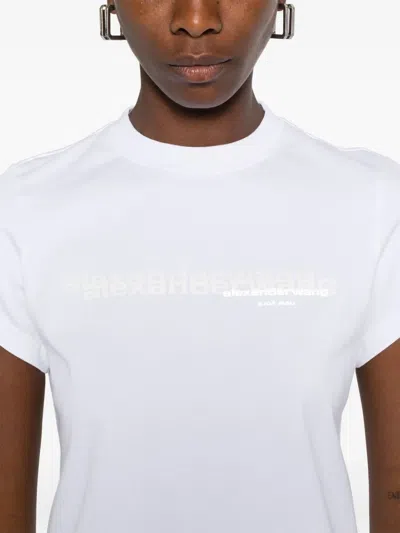 Alexander Wang Rubberised Logo Cotton T-shirt In White