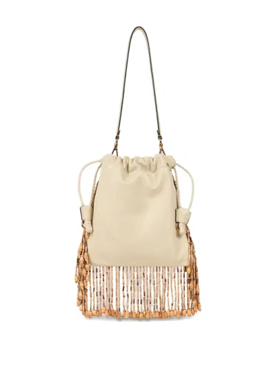 Etro , Small Leather Kalispera Bag With Beads And Fringing, Woman In Pattern