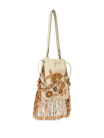 Etro , Small Leather Kalispera Bag With Beads And Fringing, Woman In Pattern