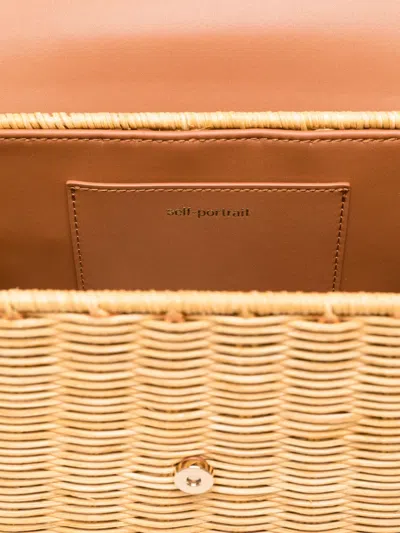 Self-portrait Brown Foldover Top Bag With Chain-link Strap