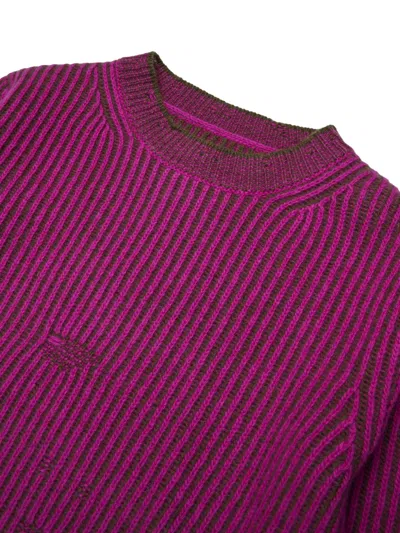 Mm6 Maison Margiela Pullover In Lana A Coste Con Rotture