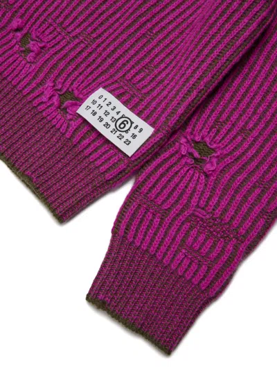 Mm6 Maison Margiela Pullover In Lana A Coste Con Rotture