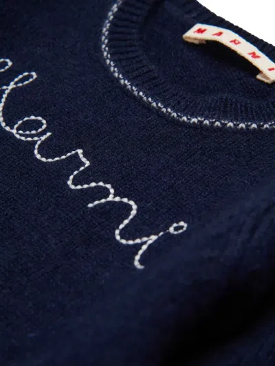 Marni Pullover Mit Logo-stickerei In Blue
