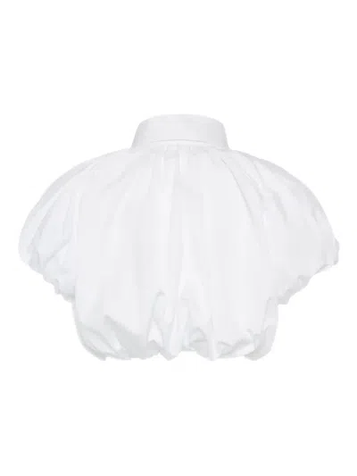 Dsquared2 Short Sleeve Collared Shirt With Gathered Detail In White