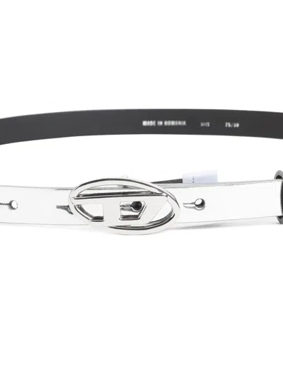 Diesel Adjustable Loop Belt Crafted Polyester Leather In White