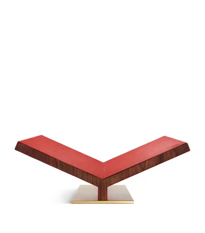 Assouline Walnut-leather Classic Collector Bookstand In Red