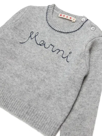 Marni Pullover Mit Logo-stickerei In Gray