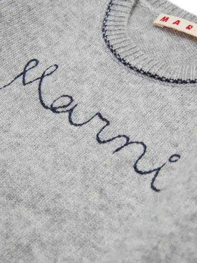 Marni Pullover Mit Logo-stickerei In Gray