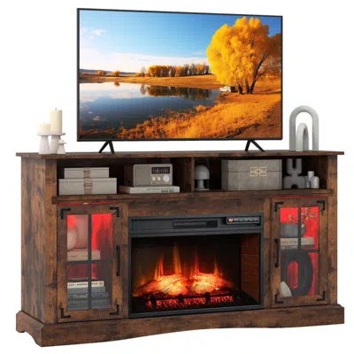 Hivvago Fireplace Tv Stand With Remote Controls And Thermostat For Tvs Up To 50 Inch In Brown