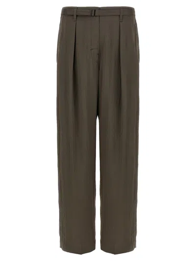 Lemaire Men Relaxed Pants With Belt In Green