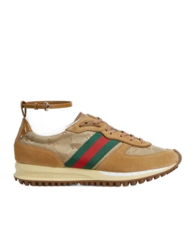 Gucci Women Re-motion Suede Low-top Sneakers In Brown