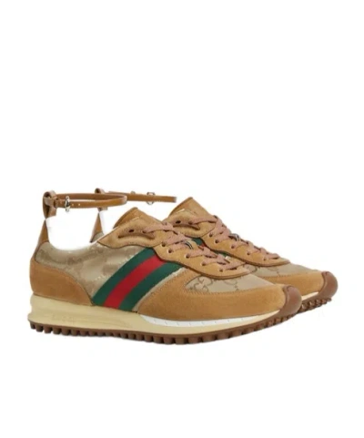 Gucci Women Re-motion Suede Low-top Sneakers In Brown