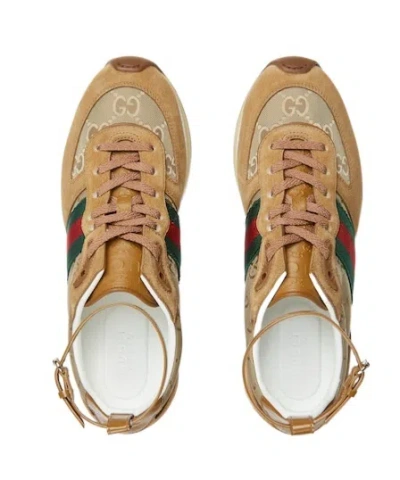 Gucci Women Re-motion Suede Low-top Sneakers In Brown