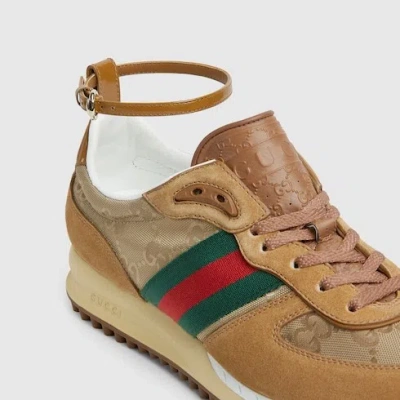 Gucci Women Re-motion Suede Low-top Sneakers In Brown