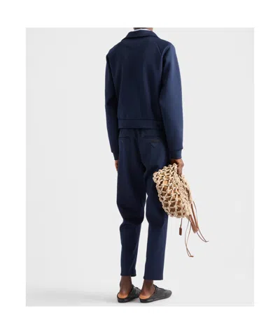 Prada Zippered Technical Fabric Jacket In Blue
