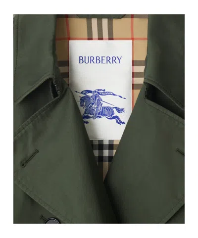Burberry Mid-length Gabardine Trench Coat In Green