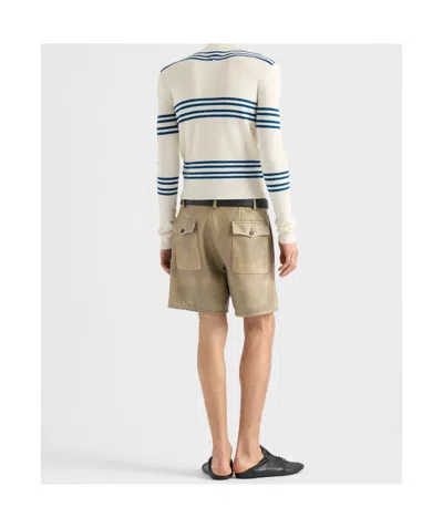 Prada Embroidered Stripes Wool Sweater