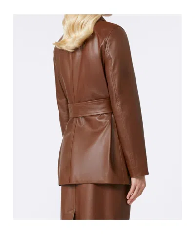 Max Mara Tolmin Leather Jacket In Brown
