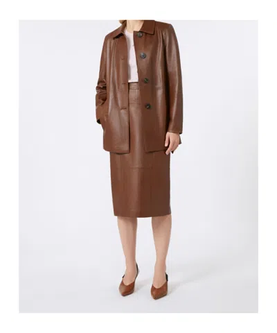 Max Mara Tolmin Leather Jacket In Brown