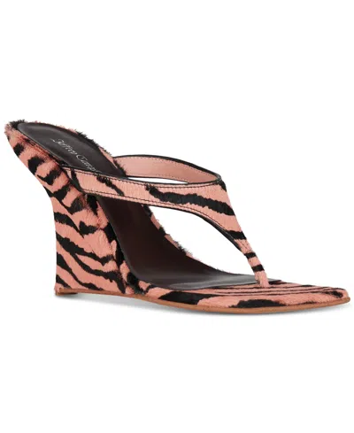 Jeffrey Campbell Women's Romee-f Calf Hair Wedge Sandals In Pink