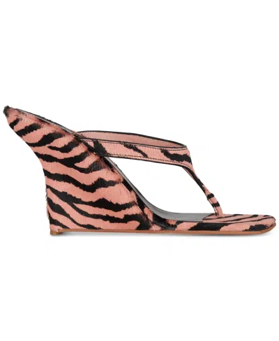 Jeffrey Campbell Women's Romee-f Calf Hair Wedge Sandals In Pink