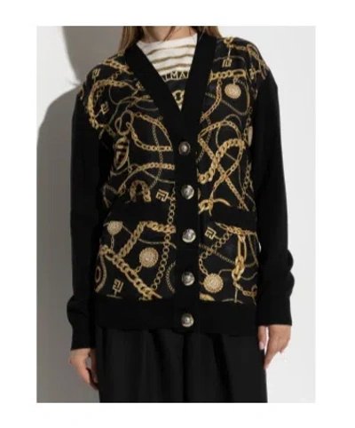 Balmain Mid-length Oversized Sweater In Black