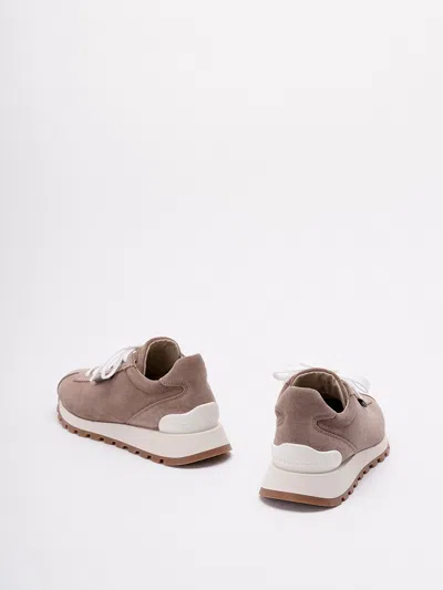 Brunello Cucinelli Women Suede Sneakers In Brown