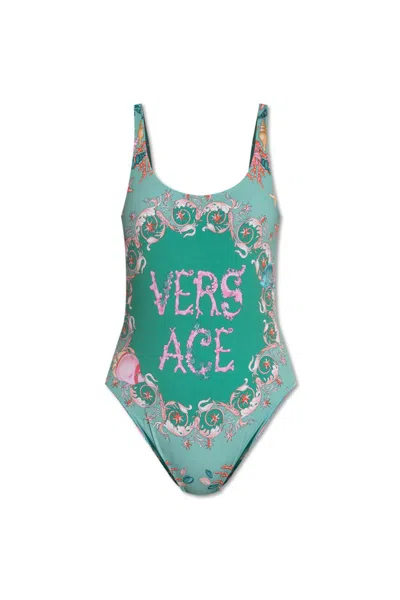 Versace Underwater Barocco Open-back One-piece Swimsuit In Multi