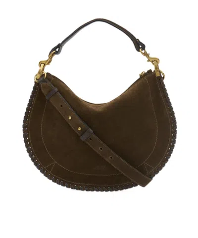 Isabel Marant Suede-finish Soft Zip Shoulder Bag With Decorative Stitching In Brown