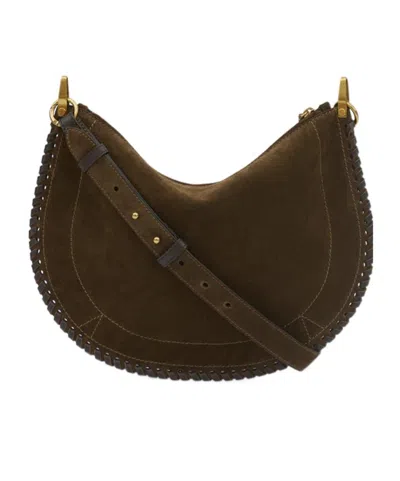 Isabel Marant Suede-finish Soft Zip Shoulder Bag With Decorative Stitching In Brown