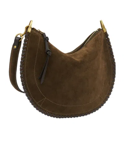 Isabel Marant Suede-finish Soft Zip Shoulder Bag With Decorative Stitching In Brown