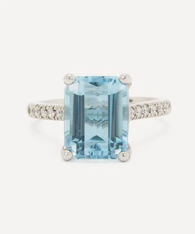 Kojis Platinum Aquamarine And Diamond Ring