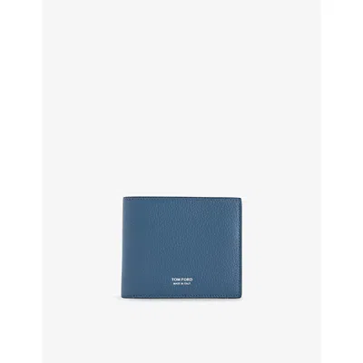 Tom Ford Mens Indigo Bifold Leather Wallet In Blue