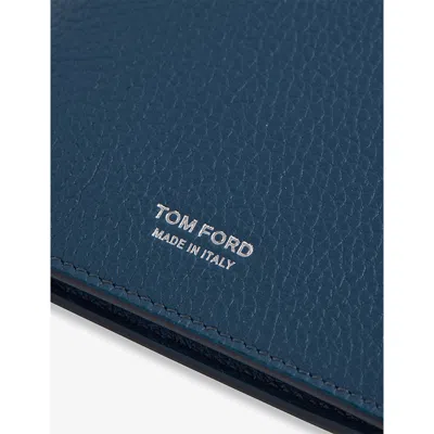 Tom Ford Mens Indigo Bifold Leather Wallet In Blue