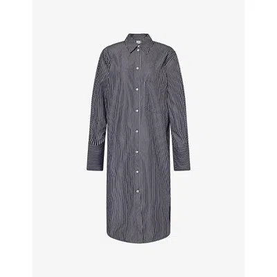 Totême Toteme Women Striped Kimono-sleeve Shirtdress In Gray