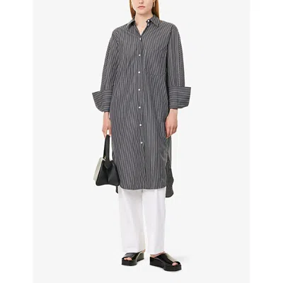 Totême Toteme Women Striped Kimono-sleeve Shirtdress In Gray
