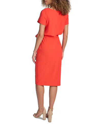 Kensie Women's Tulip-sleeve Tie-waist Sheath Dress