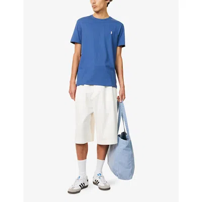 Polo Ralph Lauren Mens Earth Blue/c8135 Logo-embroidered Slim-fit Cotton-jersey T-shirt Xxl In Blue