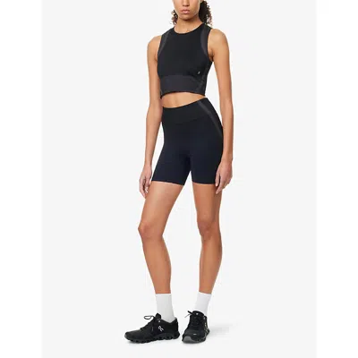 On Womens Black Eclipse Studio Cropped Knitted Top In Multi