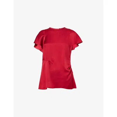 Victoria Beckham Draped Pleat Detail Top In Red