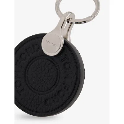 Tom Ford Mens Black Press Stud Leather Keyring