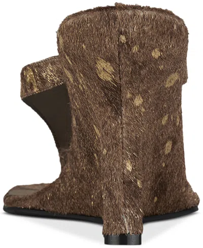 Jeffrey Campbell Romee-f Sculpted Wedge Thong Sandals In Brown