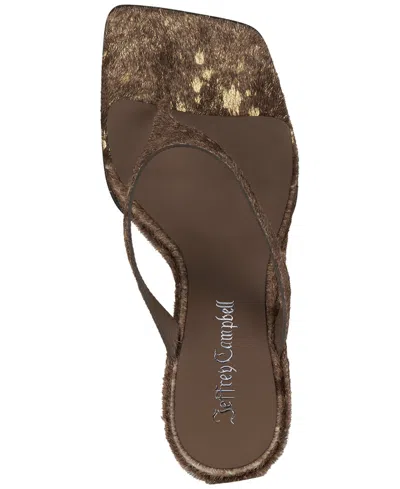 Jeffrey Campbell Romee-f Sculpted Wedge Thong Sandals In Brown