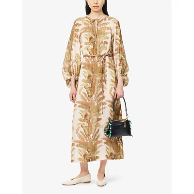 Zimmermann Ascension Linen Midi Dress In Multi