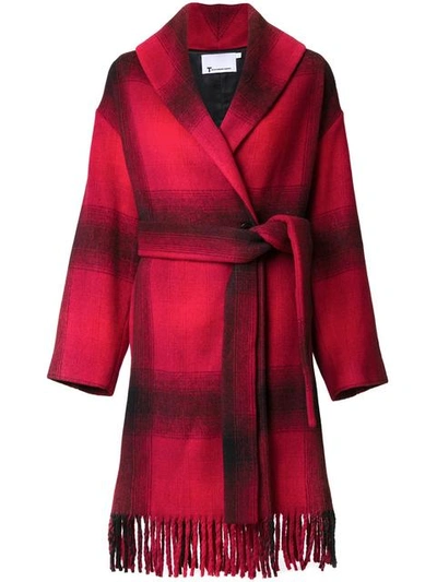 Shop Alexander Wang T Checked Coat In Red